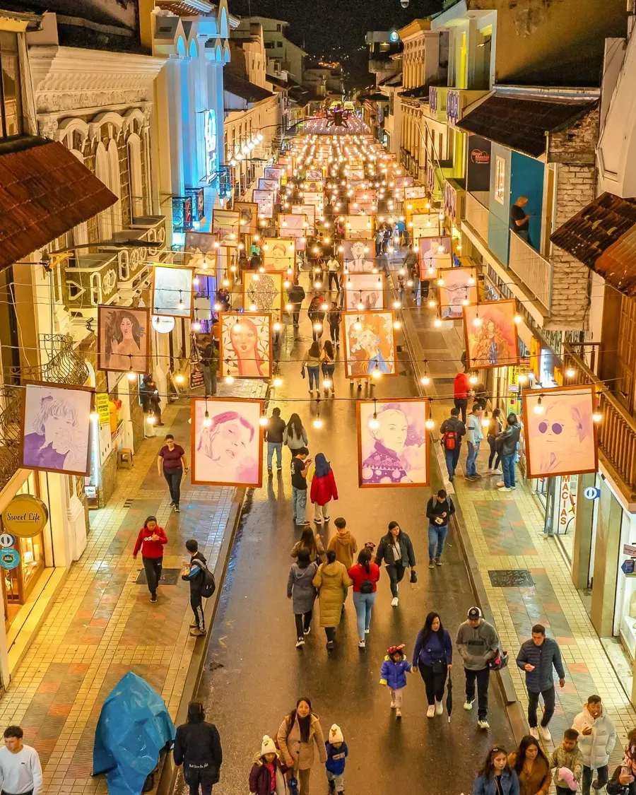 Aerial view of a cultural event in central Loja